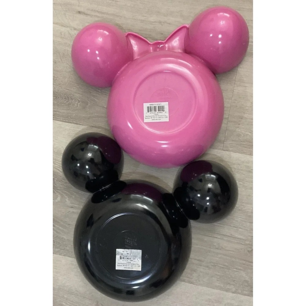 Disney Mickey and Minnie Mouse Melamine Snack Bowls Set of 2 Pink Black Zak